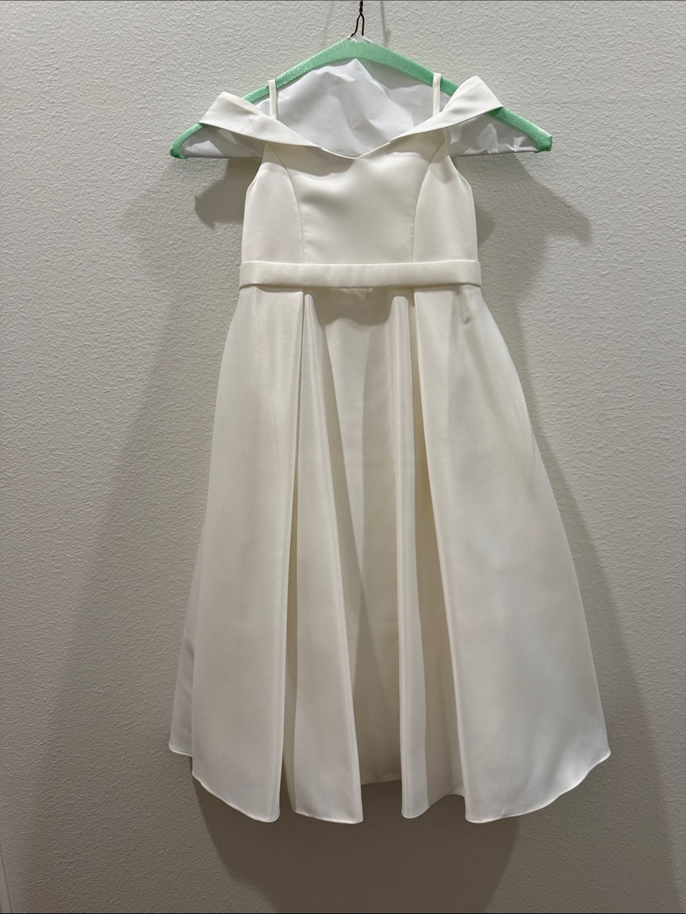 Ivory Satin Girls' Formal Dress with Collar